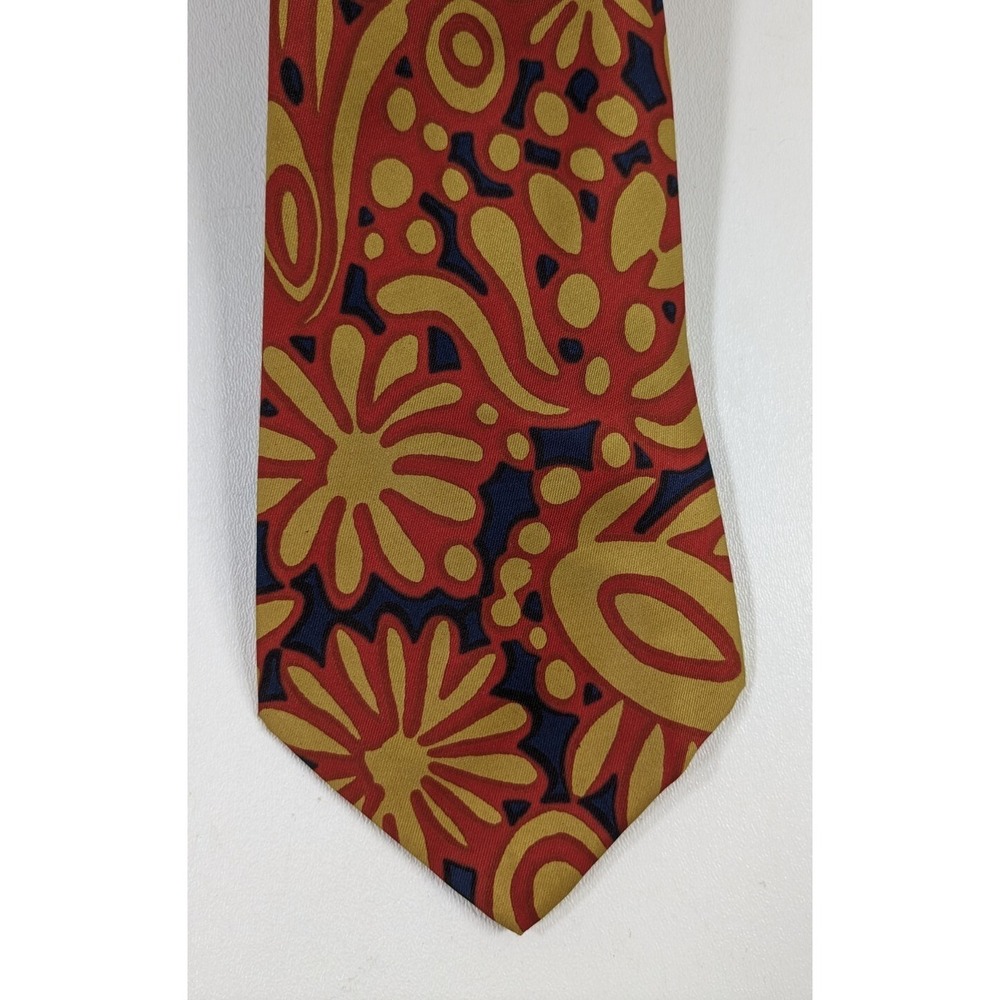 Vintage Superba Cravats | Men's Necktie | Swing Tie | 4" Wide Yellow & Red